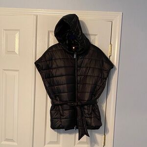 NWOT ... Renuar Shiny Black Hooded Puffer Vest